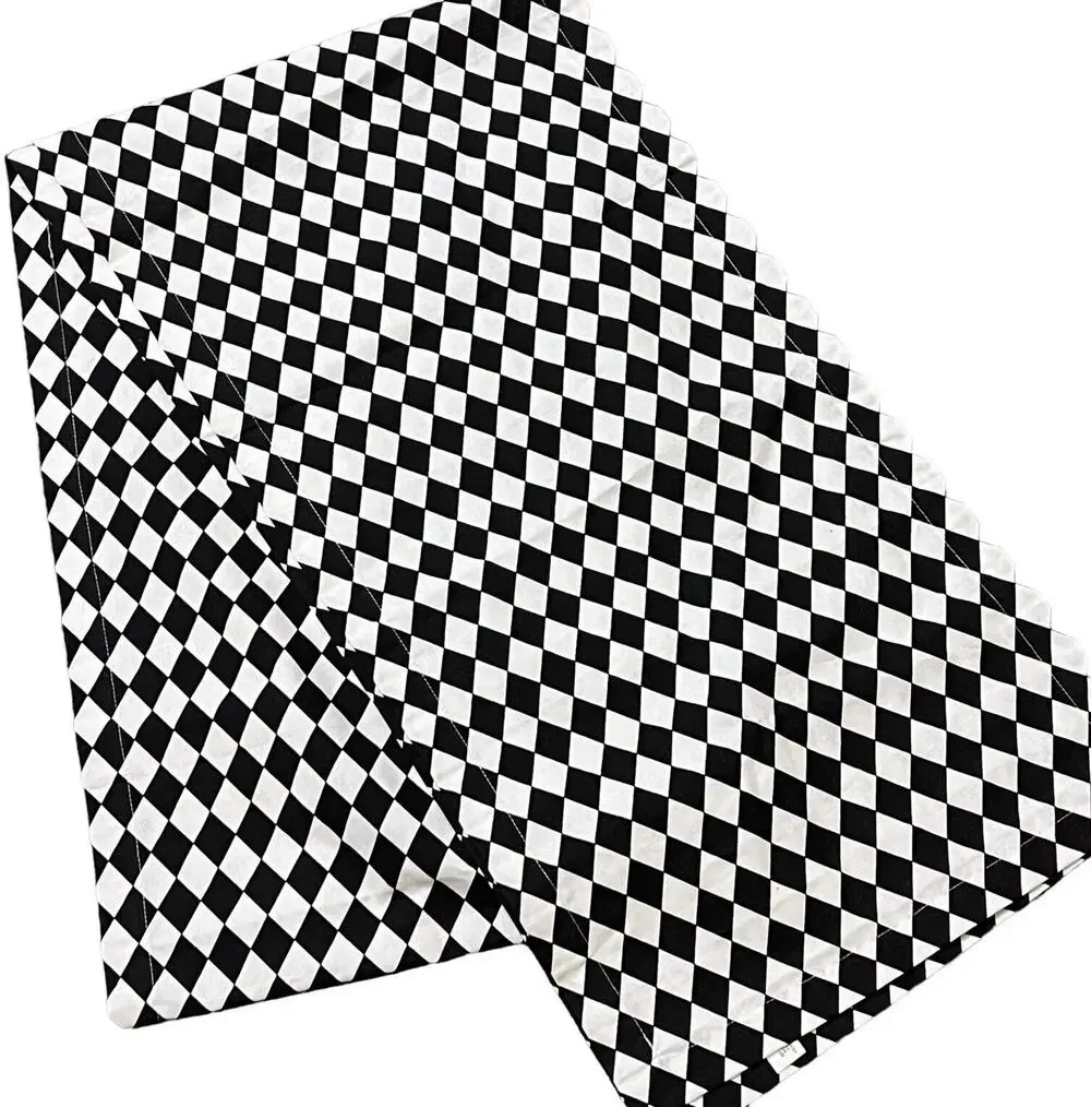 Black White Check Diamond Table Runner Cotton Halloween 106